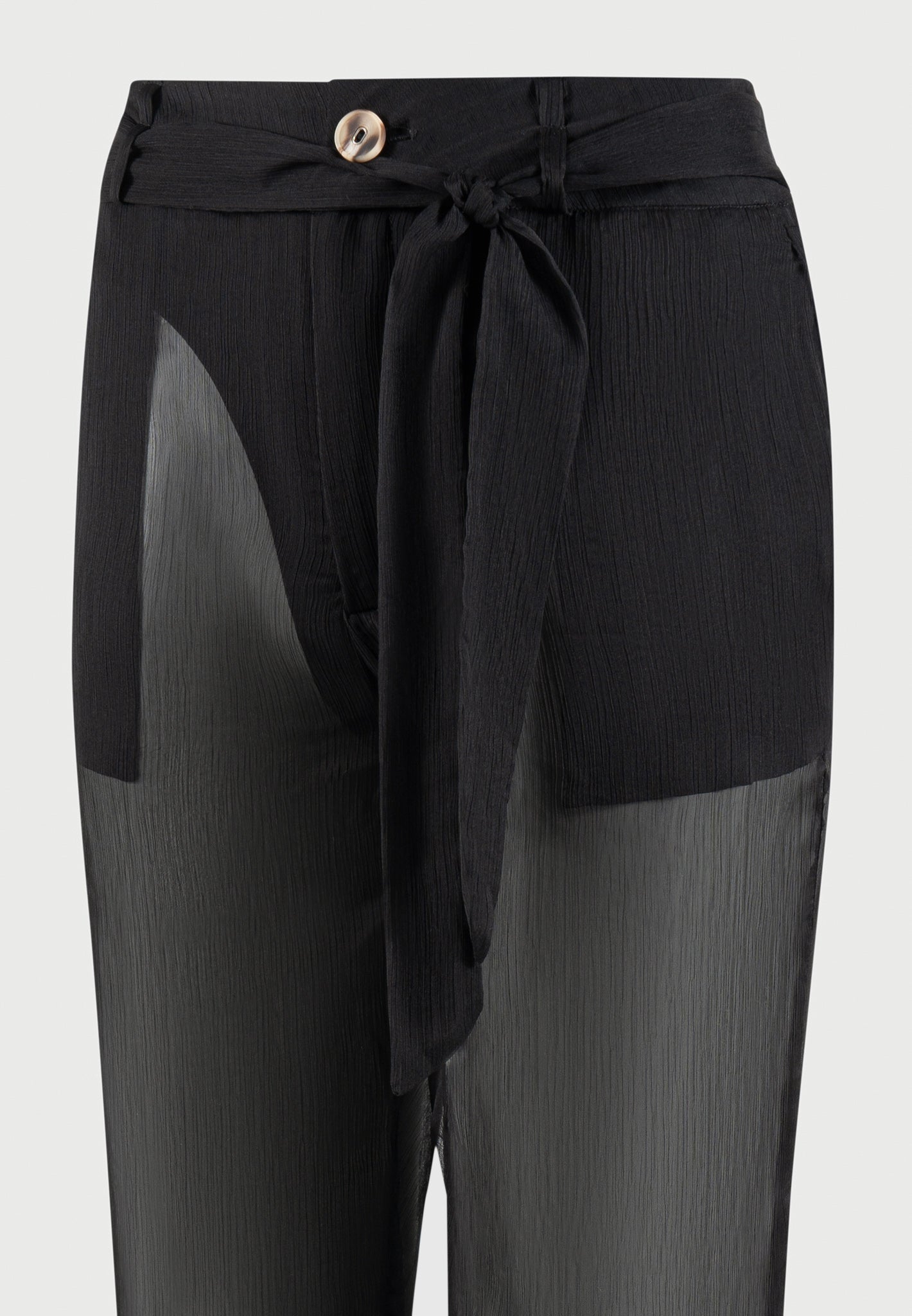 Sheer Belted Trousers - Black