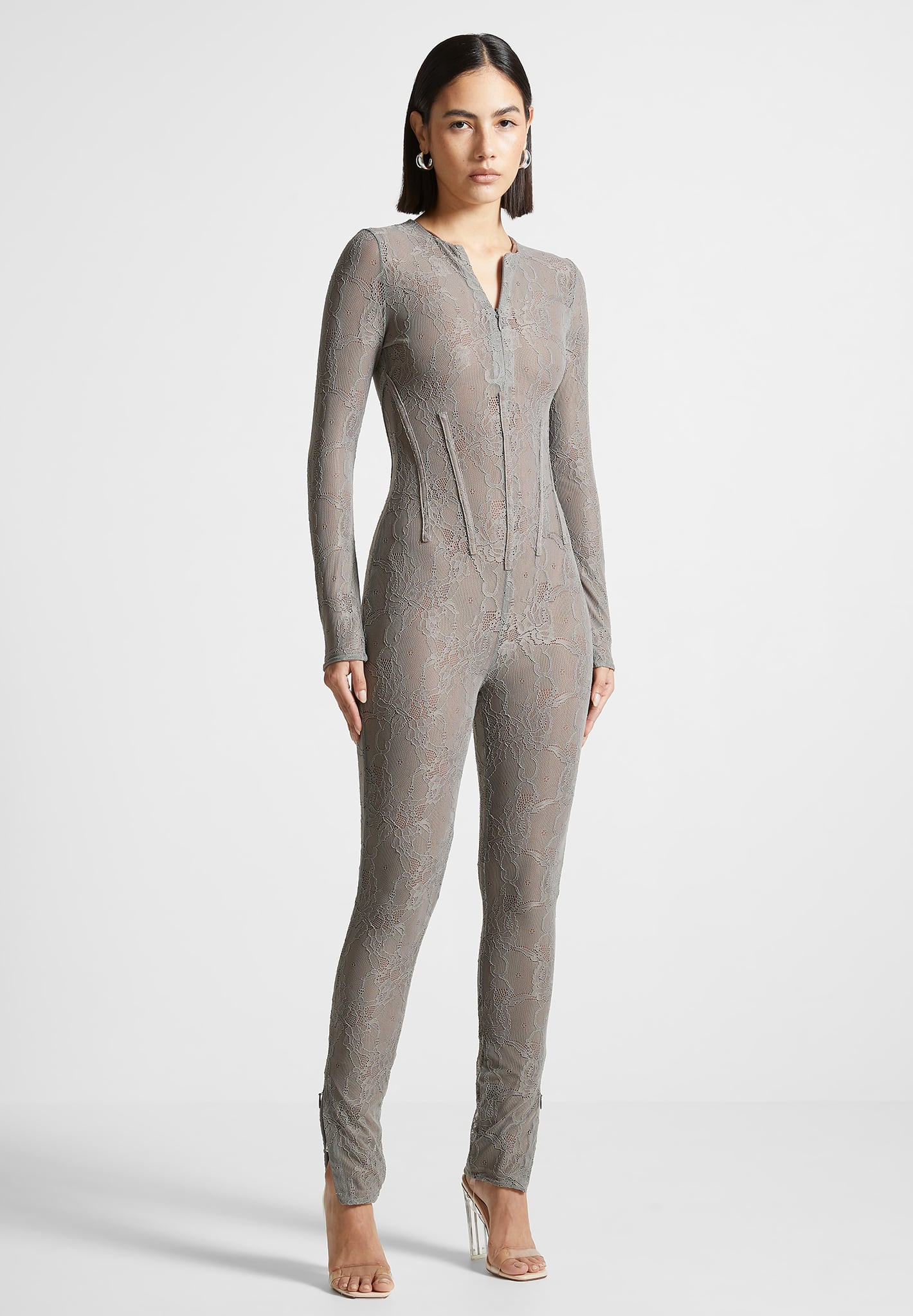 Lace Jumpsuit - Grey