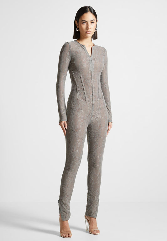 Lace Jumpsuit - Grey