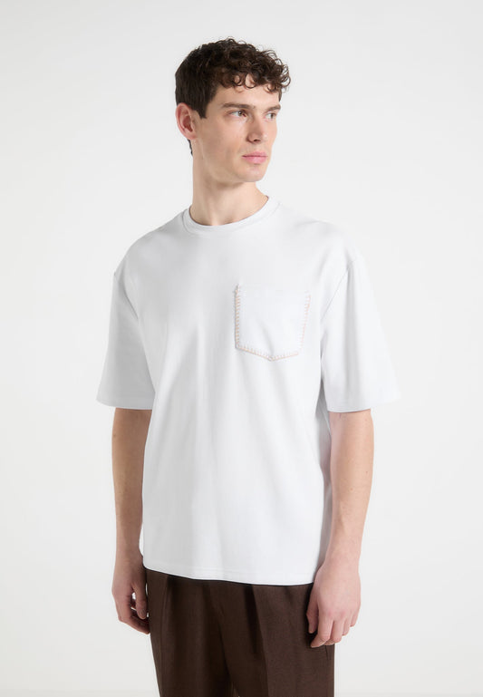 Whipstitch Pocket T-Shirt - White