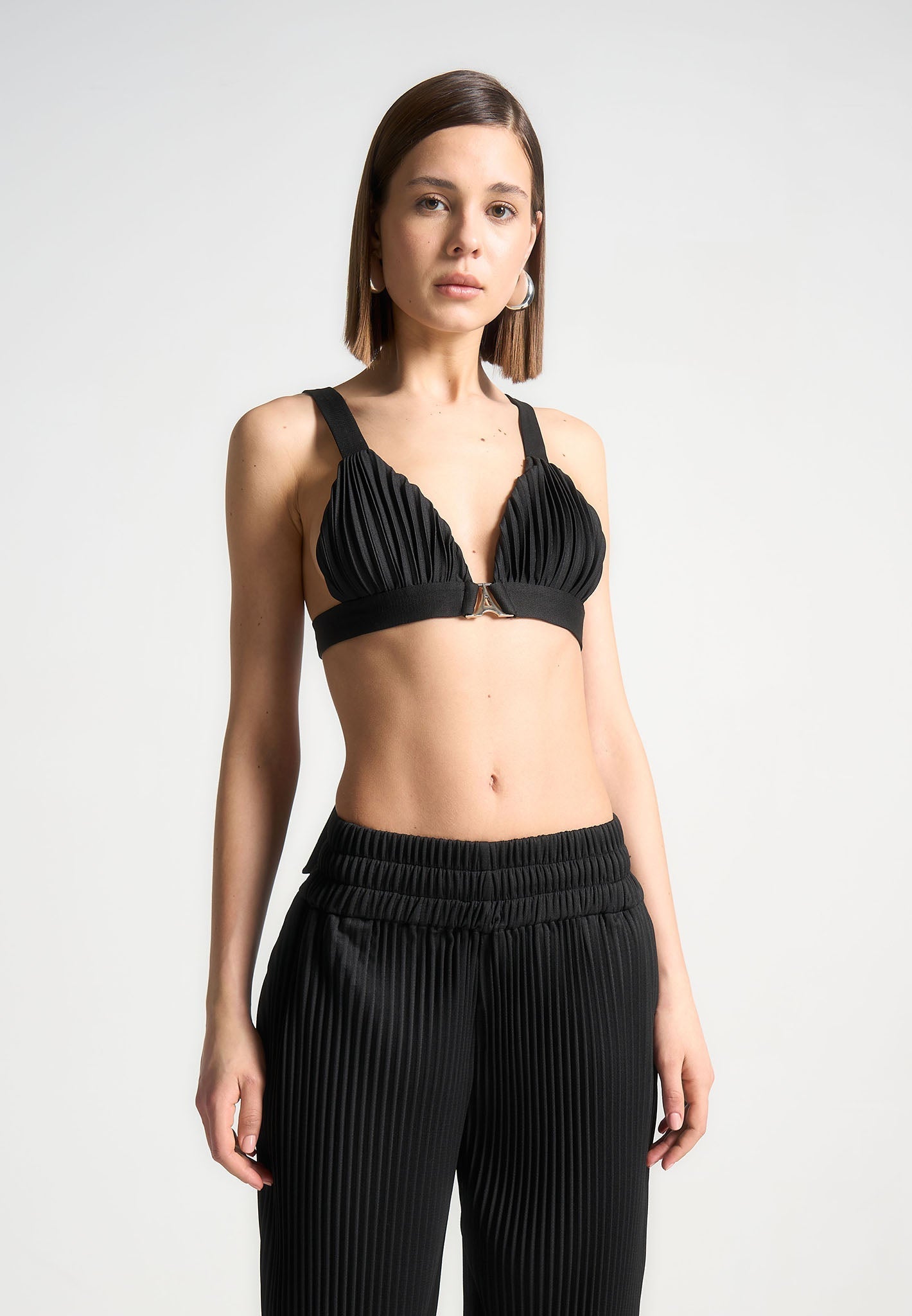 Pleated Eiffel Bralette - Black