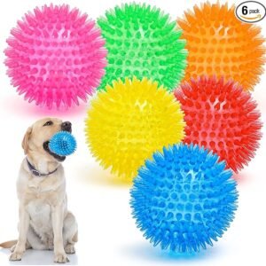 VITEVER 3.5” Squeaky Dog Toy Balls (6 Colors) Puppy Chew Toys for Teething