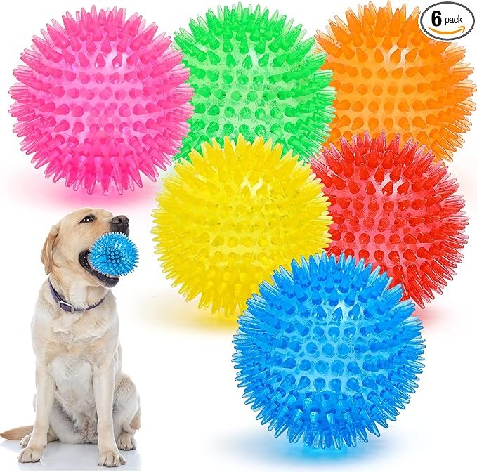 VITEVER 3.5” Squeaky Dog Toy Balls (6 Colors) Puppy Chew Toys for Teething