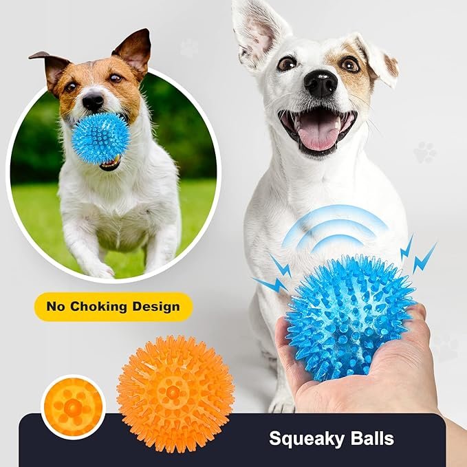 VITEVER 3.5” Squeaky Dog Toy Balls (6 Colors) Puppy Chew Toys for Teething - Image 3